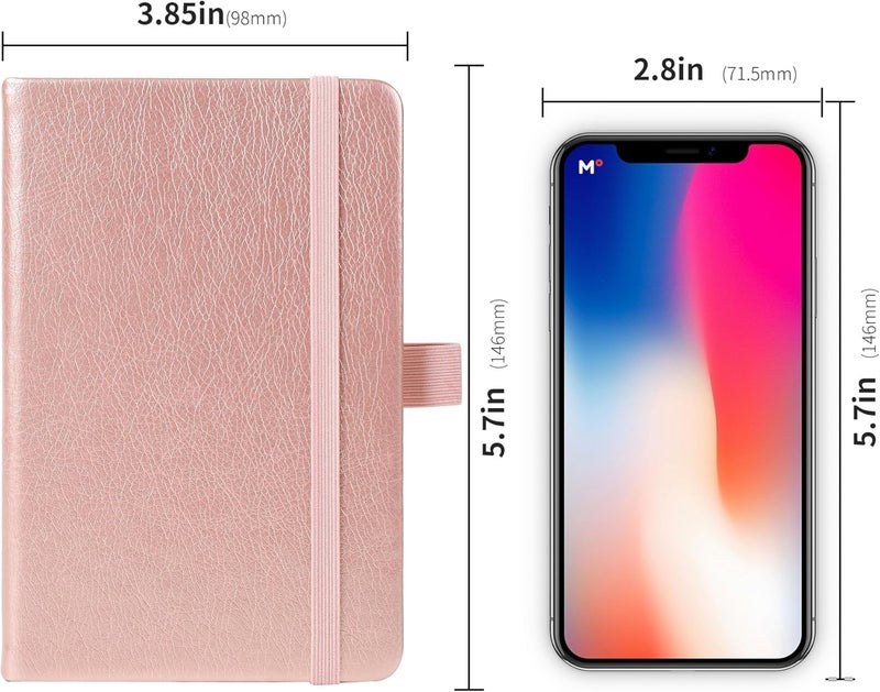 Animusphere 2Pack Pocket Notebook Small Notebook Journal Notebook 4 inches x 5.7 inches 200 Pages Leather Cover With Pen Holder Page Marker Ribbons (Rose Gold) - Image 5